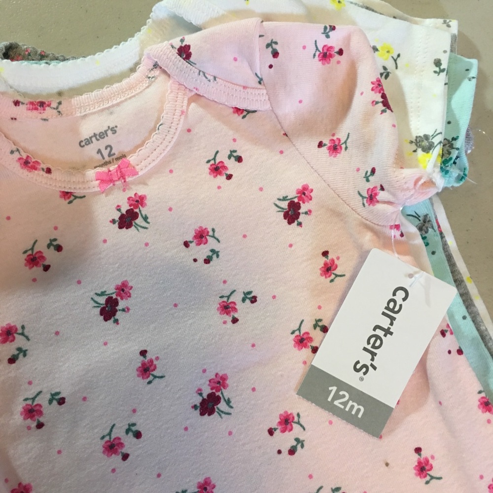  Carters 5 Bodysuits Carters Floral Flowers Pack - Picture 5 of 7